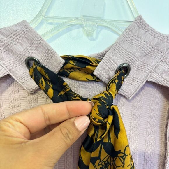 Free People Party In The Back Barely Lilac Open Tie Back Purple T-Shirt Top Smal - Picture 6 of 12